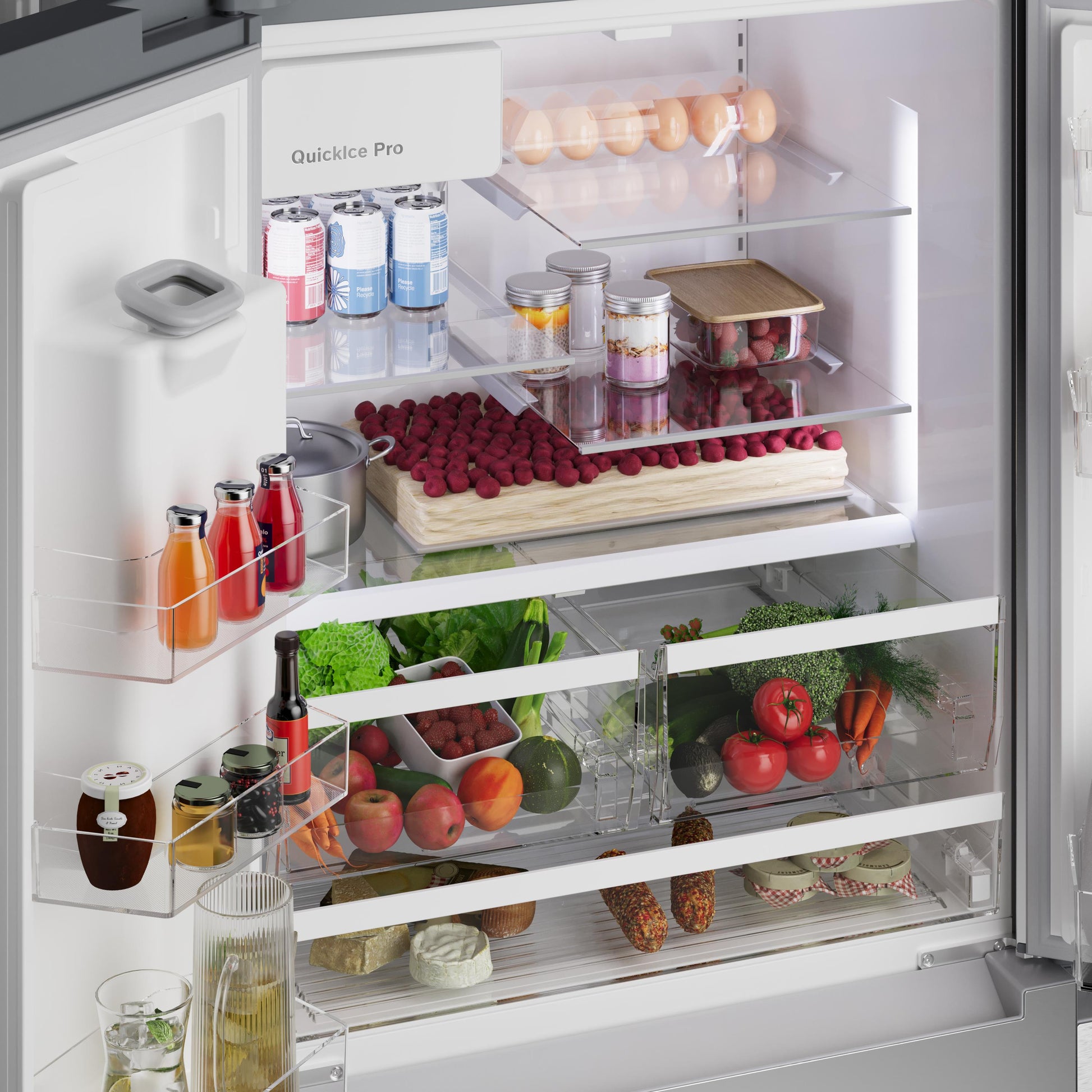 Bosch Counter-Depth 300 Series 21.6-cu ft 3 -Door 36-in Wide Built-In with Ice Maker (Stainless Steel)