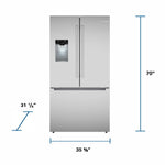 Bosch Counter-Depth 300 Series 21.6-cu ft 3 -Door 36-in Wide Built-In with Ice Maker (Stainless Steel)