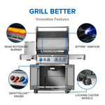 NAPOLEON Rogue PRO-S 525 Series Stainless Steel 4 -Burner Infrared Natural Gas Grill 1 -Side Burner