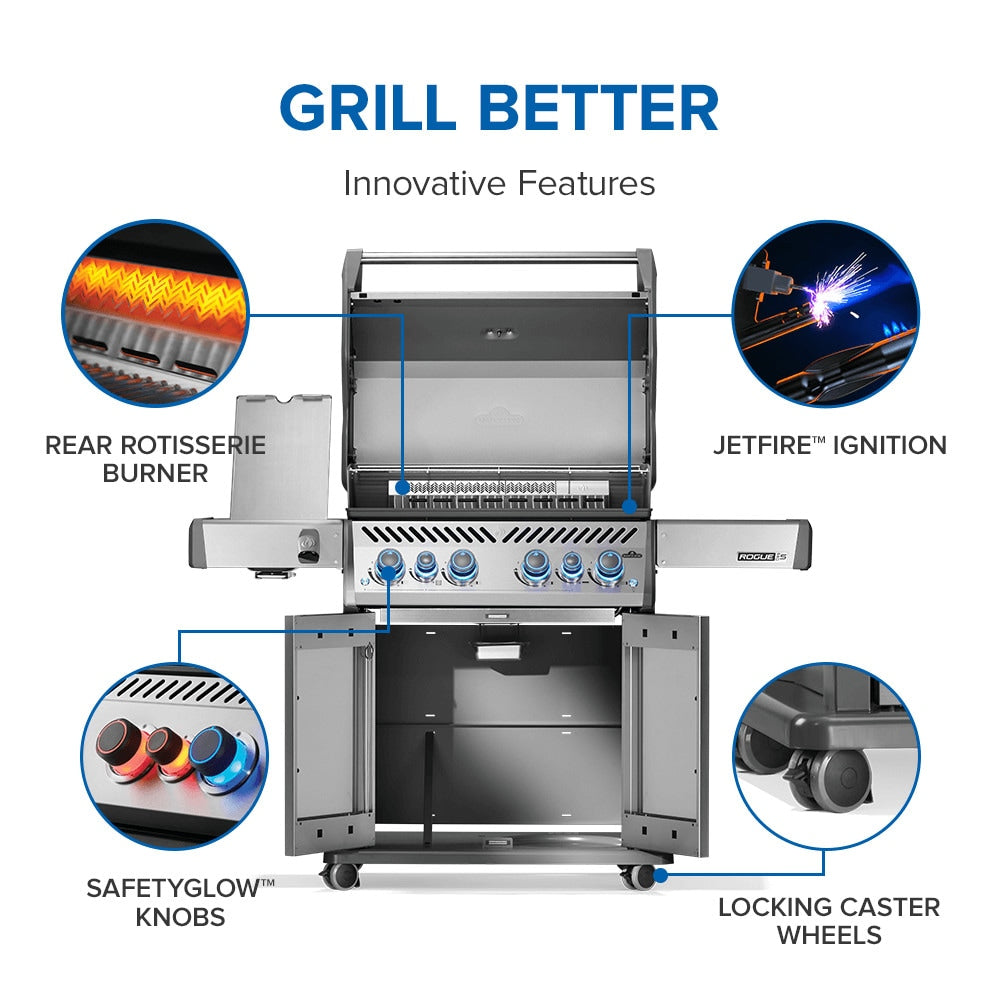 NAPOLEON Rogue PRO-S 525 Series Stainless Steel 4 -Burner Infrared Natural Gas Grill 1 -Side Burner