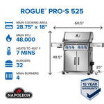 NAPOLEON Rogue PRO-S 525 Series Stainless Steel 4 -Burner Infrared Natural Gas Grill 1 -Side Burner