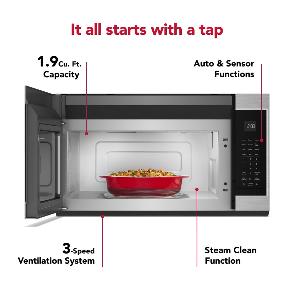 KitchenAid 1.9-cu ft Over-the-Range Microwave with Sensor Cooking ( PrintShield Stainless )