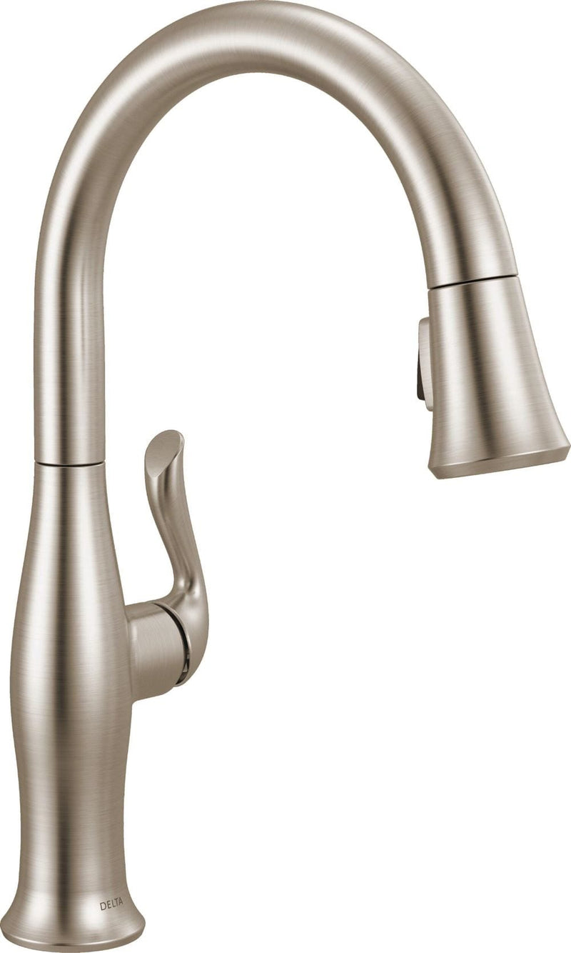 Delta Levette Stainless Steel Single Handle Deck-mount Pull-down Kitchen Faucet with Sprayer (Includes Deck Plate)