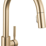 Delta Trask Gold Champagne Bronze Single Handle Deck-mount Pull-down Kitchen Faucet with Sprayer (Includes Deck Plate)