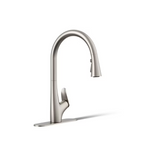 KOHLER Leto Vibrant Stainless Single Handle Deck-mount Pull-down Kitchen Faucet with Sprayer (Includes Deck Plate), R31548-VS *JR2510, Retail: $219.00, FINAL PRICE: $129.99 + TAX