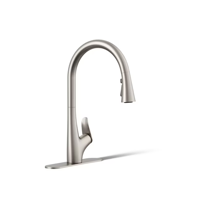 KOHLER Leto Vibrant Stainless Single Handle Deck-mount Pull-down Kitchen Faucet with Sprayer (Includes Deck Plate), R31548-VS *JR2510, Retail: $219.00, FINAL PRICE: $129.99 + TAX