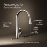 KOHLER Leto Vibrant Stainless Single Handle Deck-mount Pull-down Kitchen Faucet with Sprayer (Includes Deck Plate), R31548-VS *JR2510, Retail: $219.00, FINAL PRICE: $129.99 + TAX
