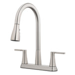 Project Source Stainless Steel Double Handle Deck-mount Pull-out Kitchen Faucet with Sprayer