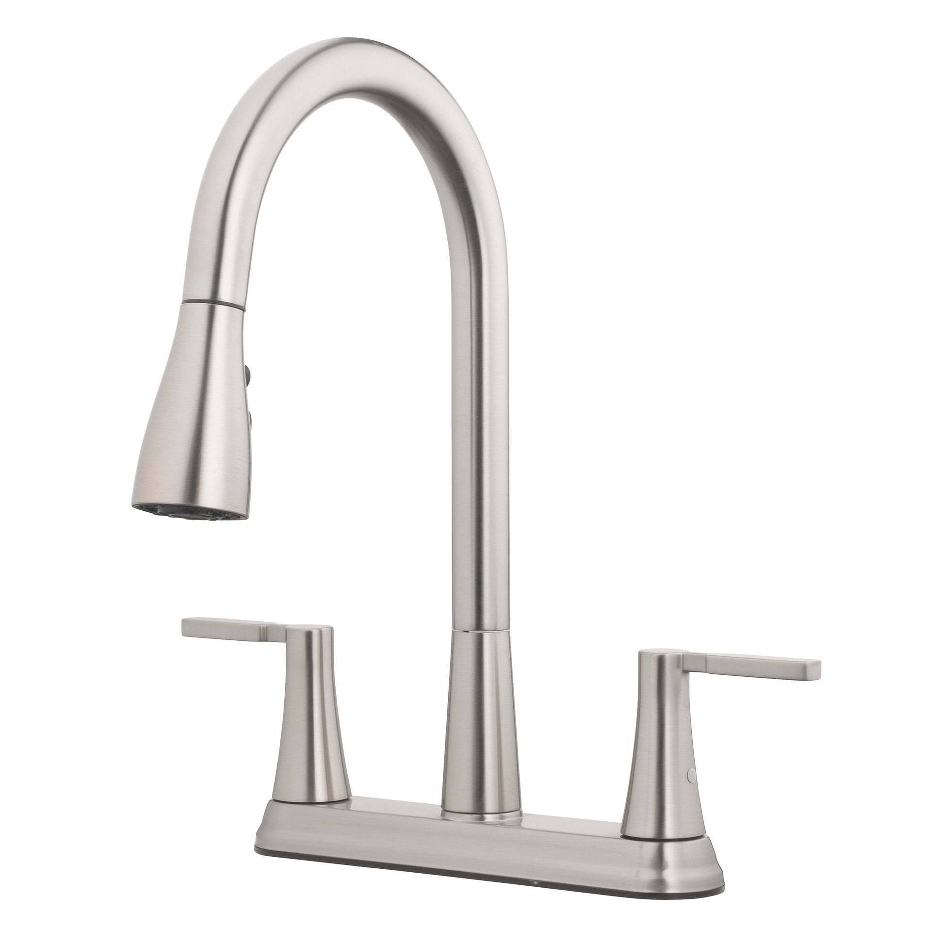 Project Source Stainless Steel Double Handle Deck-mount Pull-out Kitchen Faucet with Sprayer