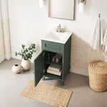 Alpine Reserve Lambert 18-in Basil Green Undermount Single Sink Bathroom Vanity with White Engineered Stone Top (Fully Assembled), LOWE18VPN, MSRP: $449.00, FINAL PRICE: $319.99