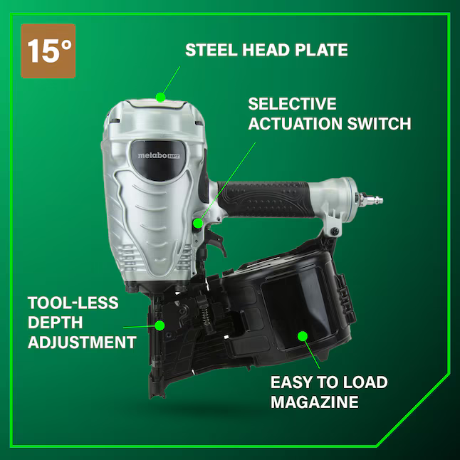 Metabo HPT 3.5-in 15-Degree Pneumatic Clip Head/Roundhead Framing Nailer, NV90AGSM *HD2507, Retail: $319.00, FINAL PRICE: $199.99 + TAX