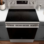 LG 30-in Glass Top 5 burners 6.3-cu ft Air Fry Convection Oven Freestanding Electric Range with WipeClean Coating ( Stainless Steel )