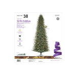 GE 12-ft Montana fir Pre-lit Artificial Christmas Tree with White LED Lights