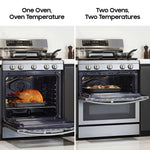 Samsung Flex Duo 30-in 5 burners 3.4-cu ft / 2.5-cu ft Air Fry Convection Oven Freestanding Double Oven Gas Range ( Fingerprint Resistant Stainless Steel )
