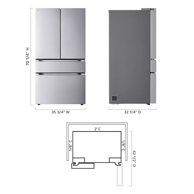 LG Counter-Depth 25.5-cu ft 4-Door 36-in Smart Compatible French Door Refrigerator with Ice Maker with Water Dispenser (PrintProof Stainless Steel), LF26C8210S *JR2510, Retail: $3,499.00, FINAL PRICE: $1,699.99 + TAX