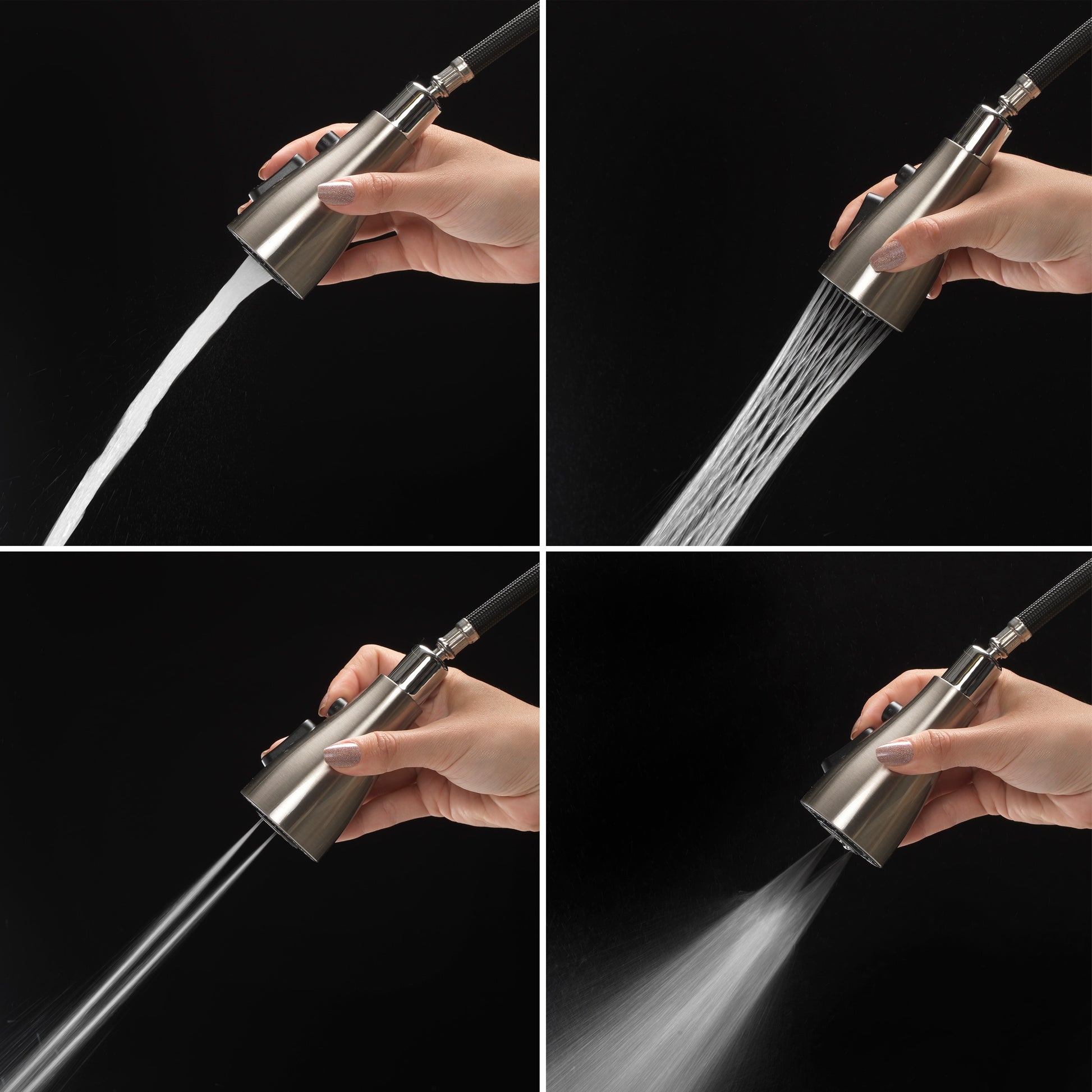 Project Source Stainless Steel Double Handle Deck-mount Pull-out Kitchen Faucet with Sprayer