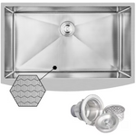 AKDY HEX Farmhouse apron front 33-in x 20-in Stainless Steel Single Bowl Kitchen Sink, KS0515-KF9 *HD2507, Retail: $399.99, FINAL PRICE: $219.99 + TAX