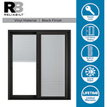 RELIABILT 70-in x 80-in x 4-9/16-in Jamb Black Vinyl Left-hand Sliding Patio Door with Low-E argon Glass with Blinds Item, 719801246431312DR, FINAL PRICE: $899.99