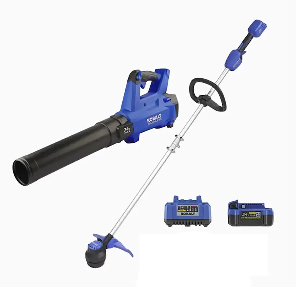 Kobalt 24-volt Cordless Battery String Trimmer and Leaf Blower and Combo Kit 4 Ah (Battery Included) (Charger Included) [FBM-105]