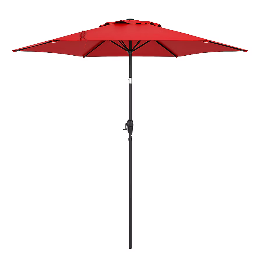 Style Selections 7.5-Feet Steel Red Push-Button Tilt Market Patio Umbrella, UCS181A-RD  #4097301 *JR2509, Retail: $59.00, FINAL PRICE: $37.99 + TAX