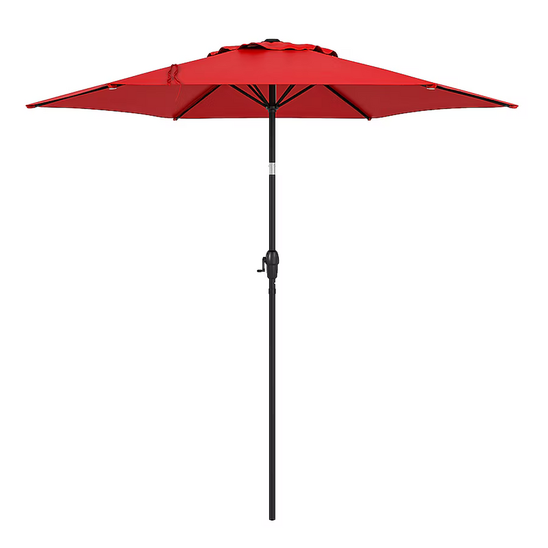 Style Selections 7.5-Feet Steel Red Push-Button Tilt Market Patio Umbrella, UCS181A-RD  #4097301 *JR2509, Retail: $59.00, FINAL PRICE: $37.99 + TAX