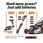 WORX Nitro WG760 40v 21in Deck Brushless Self-propelled Lawn Mower 40-volt 21-in Self-propelled Battery Walk Mower (2 Batteries Included)