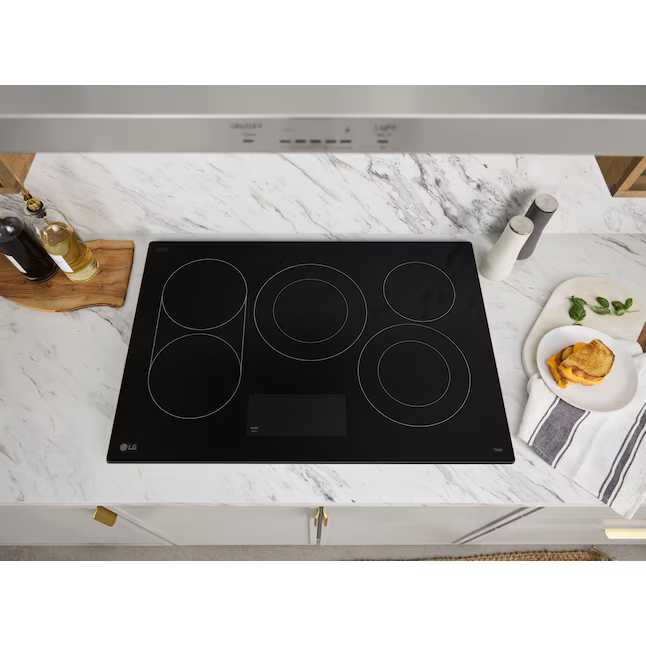 LG 30-in 5 burners Smooth Surface Black Smart Compatible Electric Cooktop, CBEW3017BE *JR2511, Retail: $1,499.99, FINAL PRICE: $759.99, CLEARANCED: $699.99 + TAX