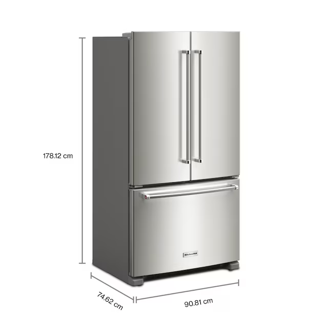 KitchenAid Counter-Depth 20-cu ft 3-Door French Door Refrigerator with Ice Maker (Stainless Steel), KRFC136RPS/00 *JR2509, Retail: $2,799.00, FINAL PRICE: $1,199.99 + TAX