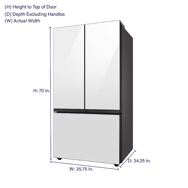Samsung Bespoke Standard-Depth Beverage Center 30.1-cu ft 3-Door French Door Refrigerator with Dual Ice Maker with Water Dispenser (White Glass), RF30BB660012 *BG, MSRP: $3,099.00, FINAL PRICE: $1,299.99 + TAX