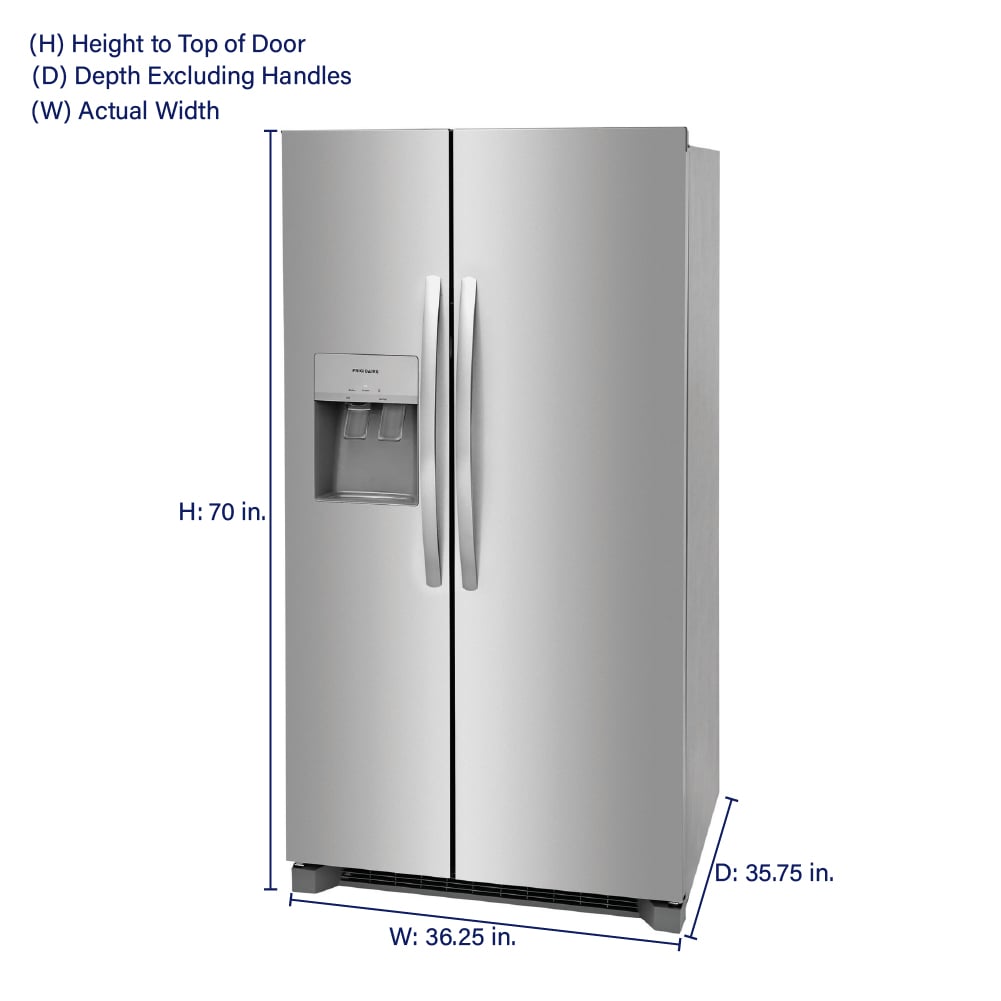Frigidaire 25.6-cu ft Standard-Depth 36-in Wide Side-by-Side Refrigerator with Ice Maker ,Water and Ice Dispenser ( Fingerprint Resistant Stainless Steel ) ENERGY STAR Certified