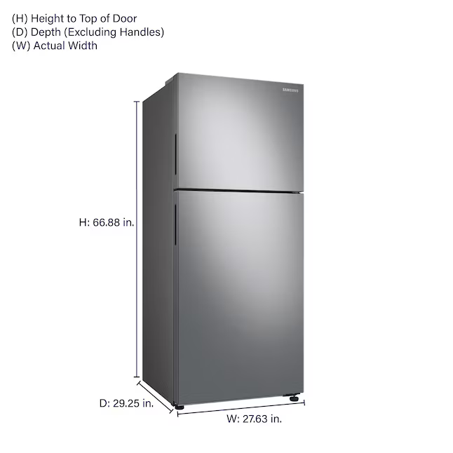 Samsung Garage Ready 15.6-cu ft Counter-Depth Top-Freezer Refrigerator (Fingerprint Resistant Stainless Steel), RT16A6195SR *BG, MSRP: $849.00, FINAL PRICE: $499.99 + TAX