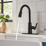 Moen Edwyn Matte Black Single Handle Deck-mount Pull-down Kitchen Faucet with Sprayer (Includes Deck Plate) (Includes Soap Dispenser)