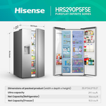 Hisense 29.1-cu ft Standard-Depth 36-in Side-by-Side Refrigerator with Ice Maker + Water and Ice Dispenser (Stainless Steel), HRS290P5FSE *JR2512, Retail: $1,699.00, FINAL PRICE: $699.99 + TAX