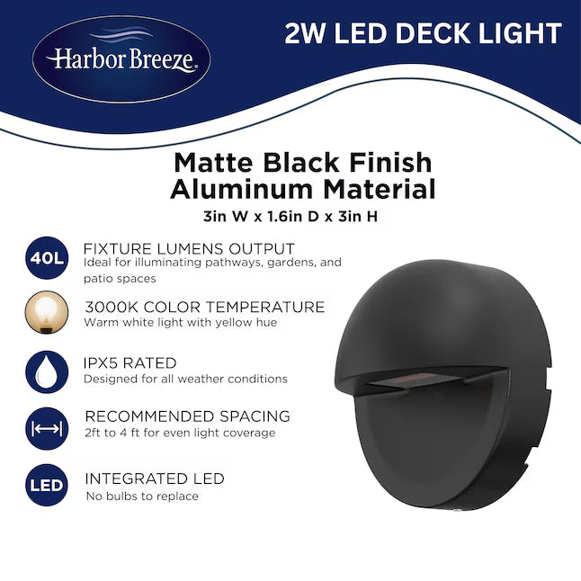 Harbor Breeze Hardwired Matte Black LED Outdoor Path Light, RETAIL: $19.98, FINAL PRICE: $10.99 + TAX