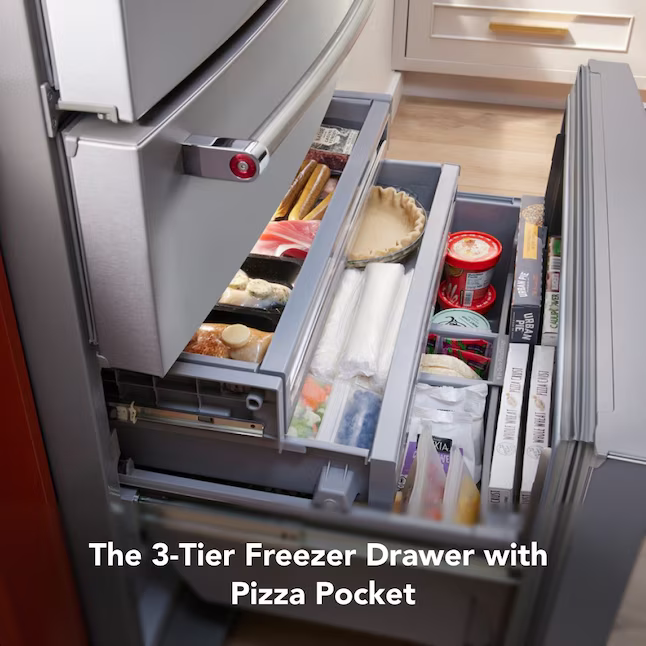 KitchenAid Standard-Depth 26.2-cu ft 4-Door French Door Refrigerator with Ice Maker with Water and Ice Dispenser (PrintShield Stainless), KRMF536RPS/00 *JR2508, Retail: $3,999.00, FINAL PRICE: $2,399.99 + TAX