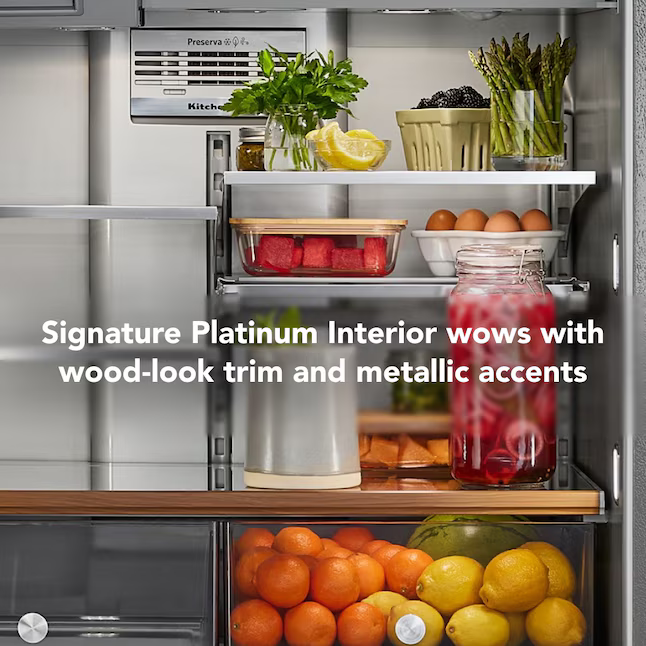 KitchenAid Standard-Depth 26.2-cu ft 4-Door French Door Refrigerator with Ice Maker with Water and Ice Dispenser (PrintShield Stainless), KRMF536RPS/00 *JR2508, Retail: $3,999.00, FINAL PRICE: $2,399.99 + TAX