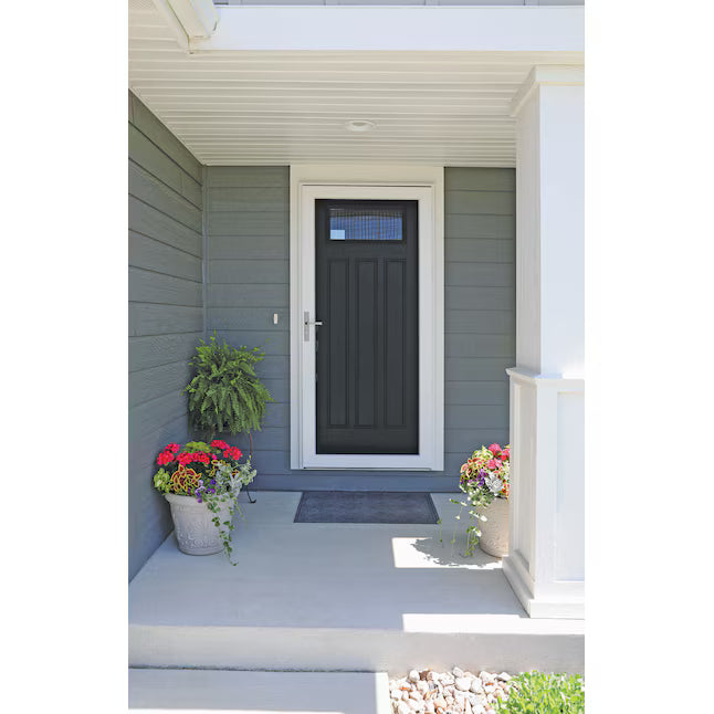 LARSON Platinum Secure Screen 36-in x 81-in White Linen Aluminum Right-hand outswing Surface Mount Security Screen Door [FBM-320]