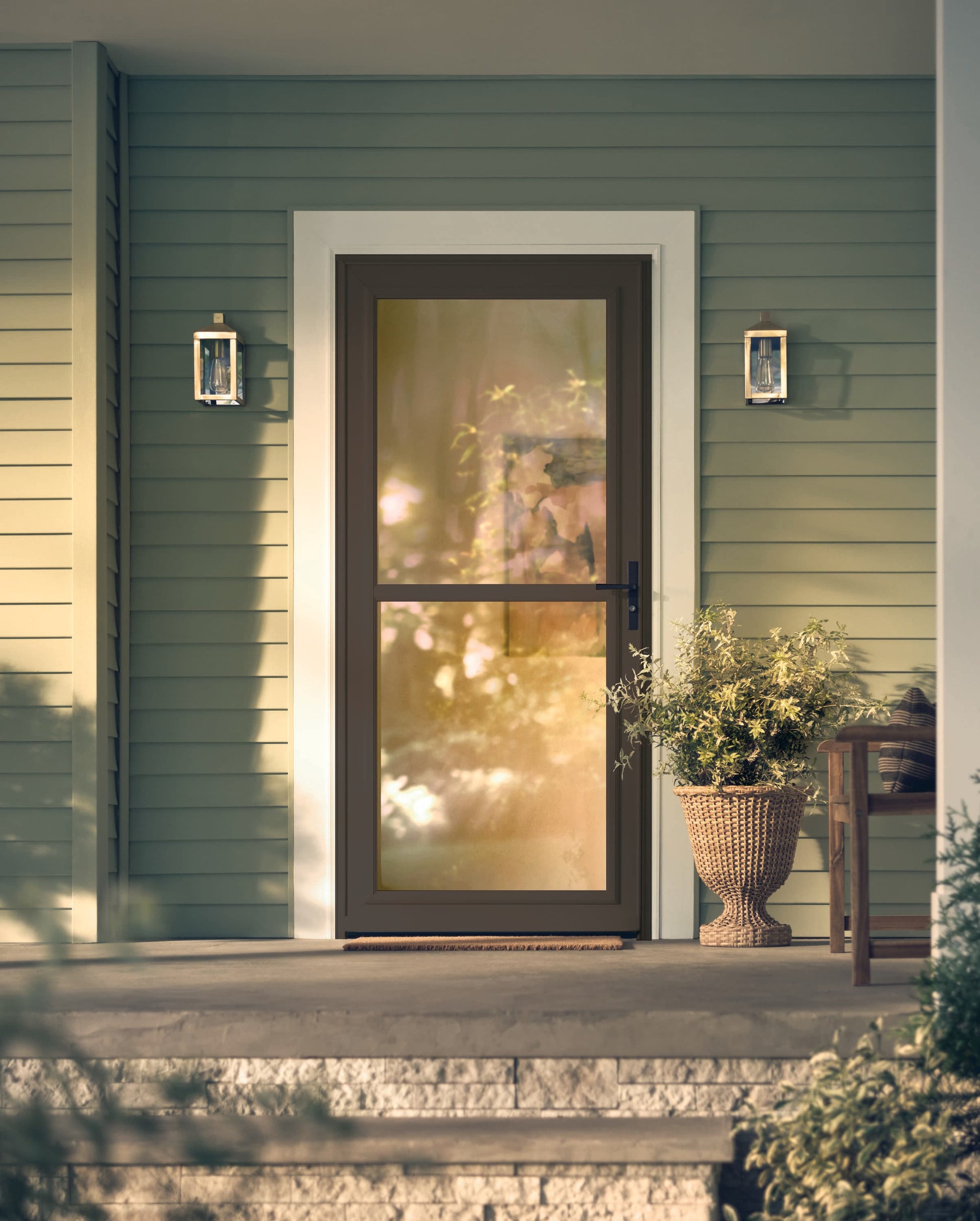 LARSON 80 Split Fullview (Tradewinds) Low-E 36-in x 81-in Brown Aluminum Reversible Hinge Storm