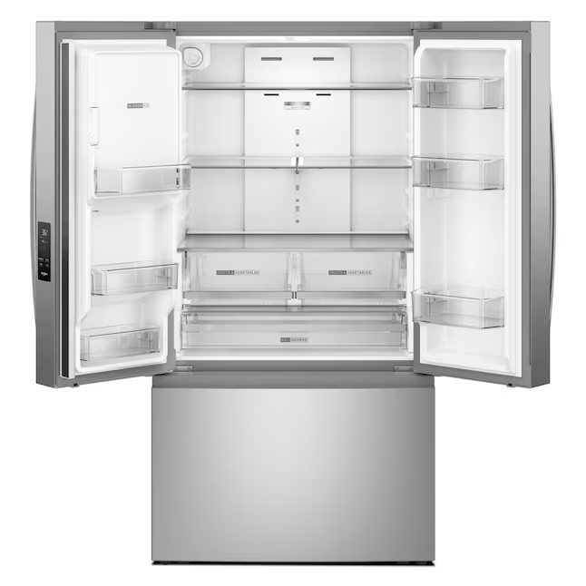 Whirlpool Standard-Depth 29.58-cu ft 3-Door French Door Refrigerator with Ice Maker with Water and Ice Dispenser (Fingerprint Resistant Stainless Finish), WRFF3536SZ/00 *JR2508, Retail: $2,999.00, FINAL PRICE: $1,499.99 + TAX