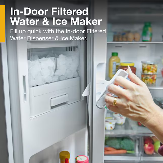 Whirlpool Standard-Depth 29.58-cu ft 3-Door French Door Refrigerator with Ice Maker with Water and Ice Dispenser (Fingerprint Resistant Stainless Finish), WRFF3536SZ/00 *JR2508, Retail: $2,999.00, FINAL PRICE: $1,499.99 + TAX