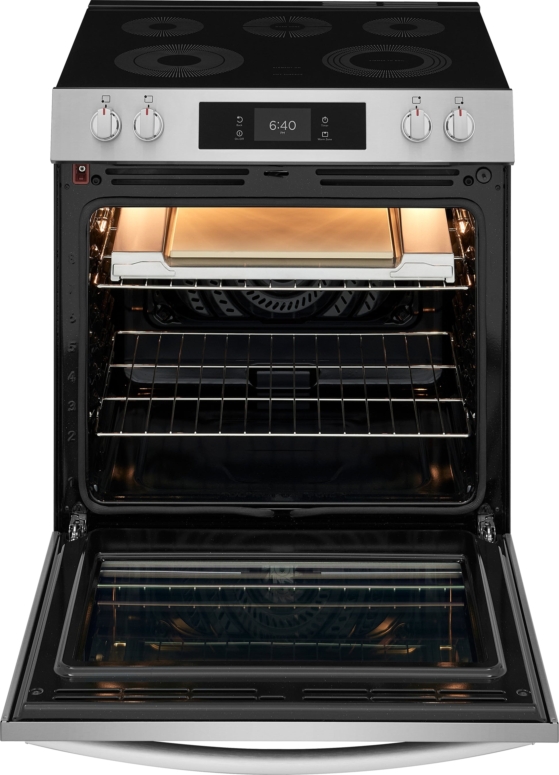 Frigidaire Gallery Stone-Baked Pizza 30-in Glass Top 5 burners 6.2-cu ft Air Fry Convection Oven Slide-In Electric Range (Smudge-Proof Stainless Steel)