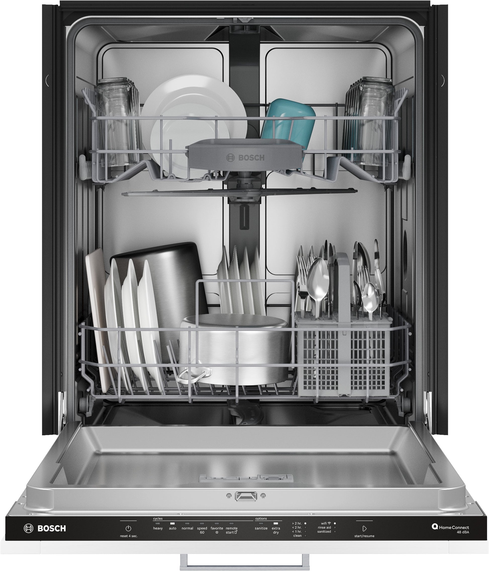 Bosch 100 Series 24-in Top Control Built-in Dishwasher ( Custom Panel Ready ) , PrecisionWash and Extra Dry Option , 48-Decibel