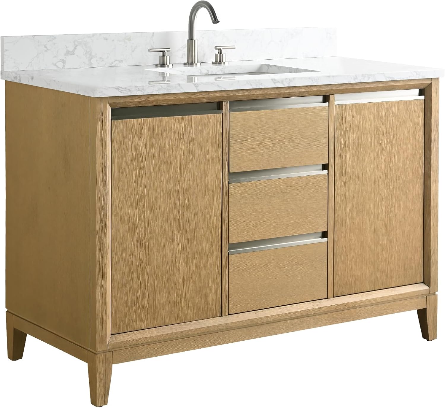 Vera Accent 48-in Single Sink Bathroom Vanity in Natural Oak with Engineered Marble Top, VA8048-NO, CVH48-NO, Retail: $1,299.99, FINAL PRICE: $799.99 + Tax