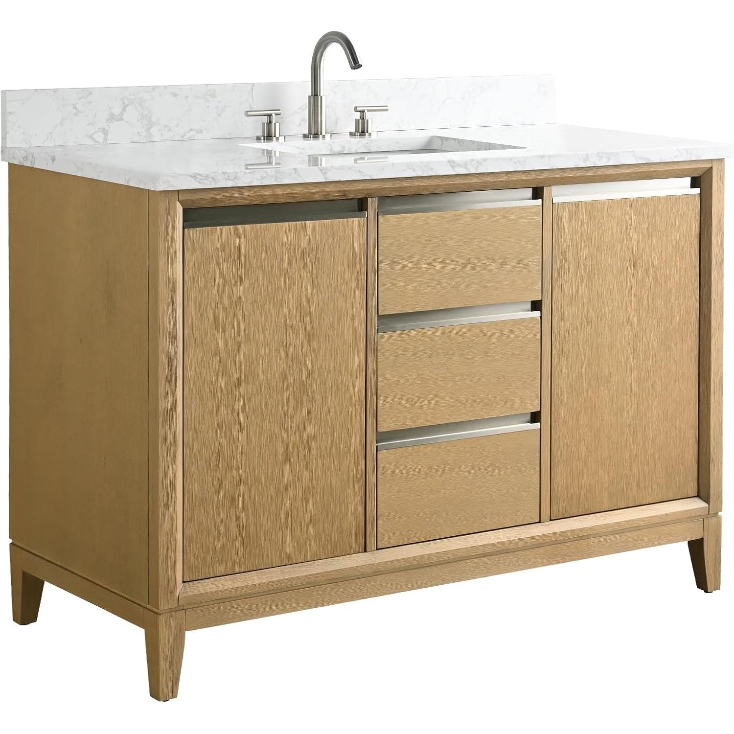 Lillian 48-in Single Sink Bathroom Vanity in Natural Oak with Engineered Marble Top, VA8048-NO, CVH48-NO, Retail: $1,299.99, Final: $799.99, CLEARANCED: $749.99 +TAX [FBM-199]