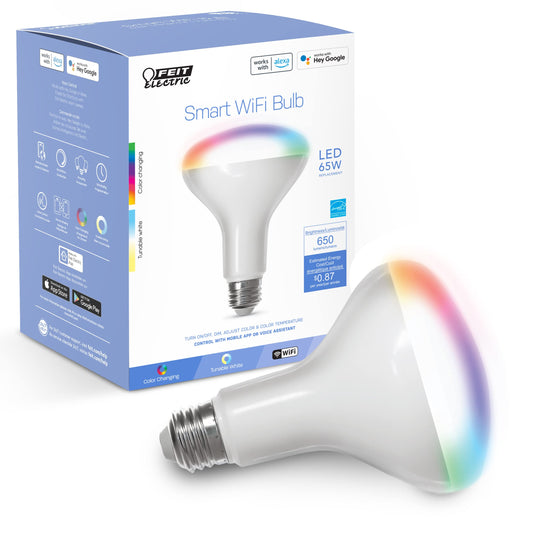 Feit Electric Smart Bulb 65-Watt EQ LED Br30 Multicolor E26 Dimmable Flood Light