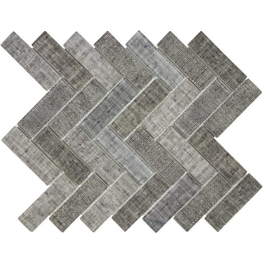 ** PER PCS ** Greige Herringbone Linen Look Matte Glass Mosaic, 10pcs , SF180745 / MTO0516, SPECIAL: $5.99 + Tax, Loc: MT3-F
