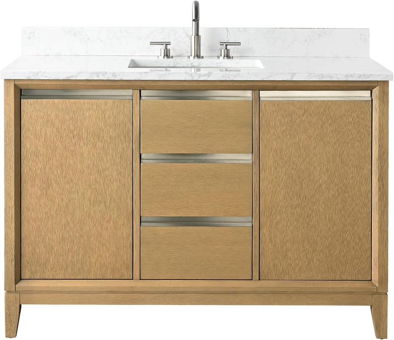 Vera Accent 48-in Single Sink Bathroom Vanity in Natural Oak with Engineered Marble Top, VA8048-NO, CVH48-NO, Retail: $1,299.99, FINAL PRICE: $799.99 + Tax