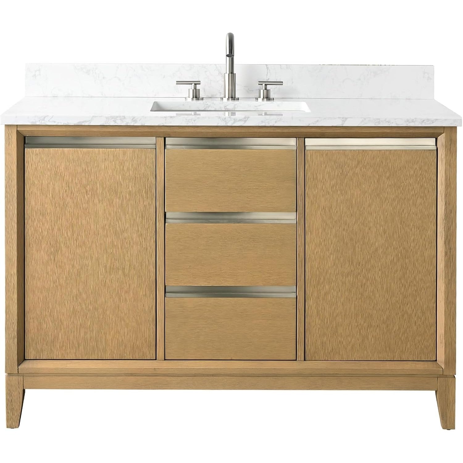 Lillian 48-in Single Sink Bathroom Vanity in Natural Oak with Engineered Marble Top, VA8048-NO, CVH48-NO, Retail: $1,299.99, Final: $799.99, CLEARANCED: $749.99 +TAX [FBM-199]