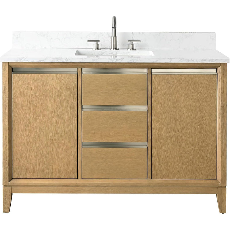 Vera Accent 48-in Single Sink Bathroom Vanity in Natural Oak with Engineered Marble Top, VA8048-NO, CVH48-NO, Retail: $1,299.99, Final: $799.99, CLEARANCED: $749.99 +TAX [FBM-199]
