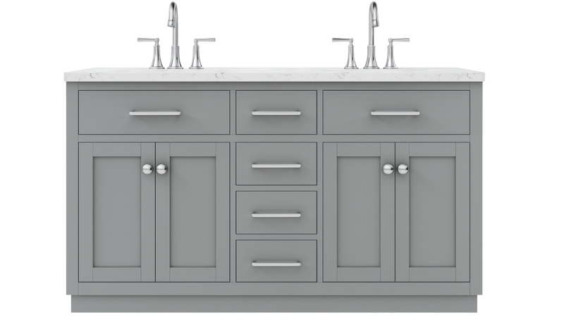 Grove Collection 72-Inch Double Sink Shaker Vanity in Gray with Marble Countertop, ** NO BACKSPLASH ** SK72GCM, FINAL PRICE: $999.99 + TAX [FBM-336]